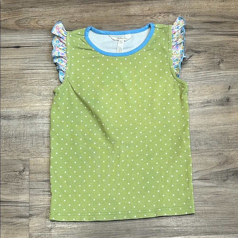 Matilda Jane Green Polka Dot Tank Top with Colorful Ruffles
